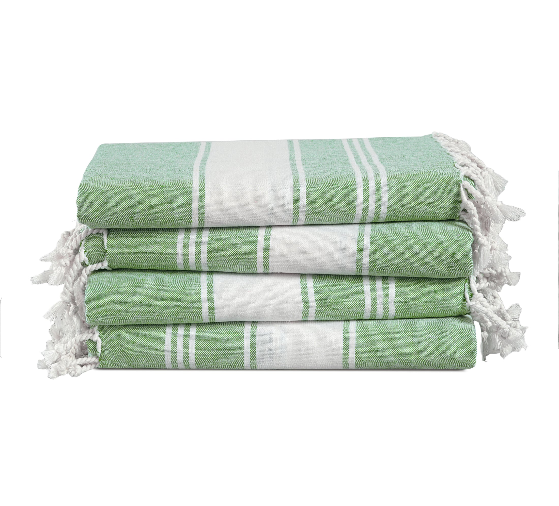 Set of 4 Chambray Turkish Beach Towels - Jade Green